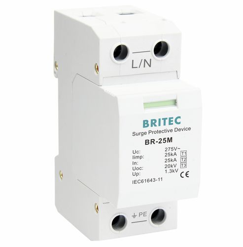 Single-pole surge arrester - BR-25M 1P series - Britec Electric Co., Ltd - type 1 / type 2 / type 3