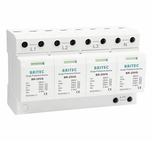 Type 1 surge protector - BR-25VG 4P series - Britec Electric Co., Ltd - type 2 / type 3 / class I