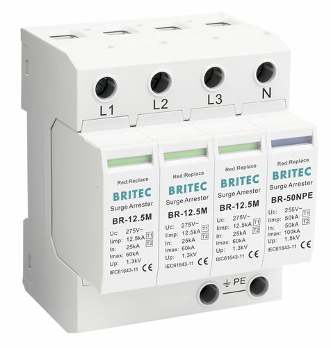 Type 1 surge arrester - BR-12.5M 3+1 series - Britec Electric Co., Ltd - type 2 / class I / class II