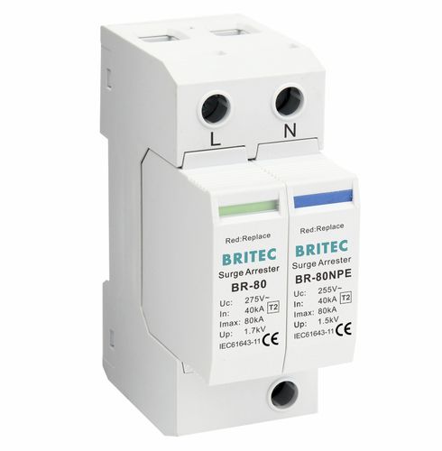 Type 2 surge protection unit - BR-80 1+1 series - Britec Electric Co., Ltd - class II / for electrical installations / remote signaling