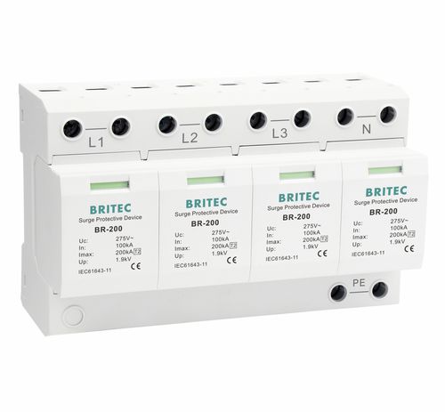 Type 2 surge arrester - BR-200 4P series - Britec Electric Co., Ltd - class II / for electrical installations / remote signaling