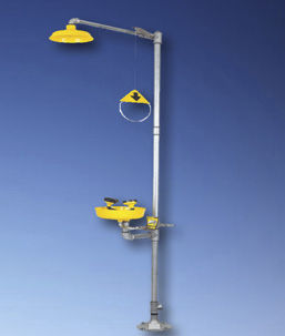 Floor-standing safety shower - HEMCO Corporation - with eyewash and face wash station / for laboratory