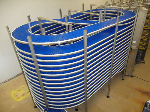 Belt conveyor - Officina Meccanica SARP S.n.c. - spiral / drying / pasteurizer