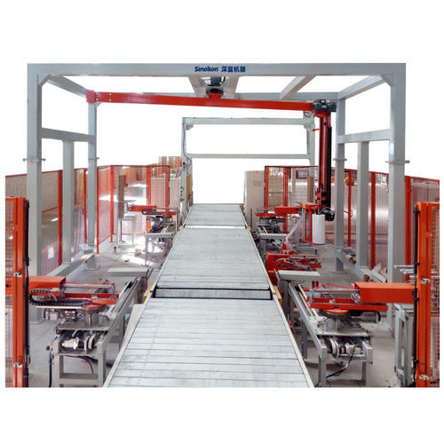 Stretch wrapper with corner board applicator - R1800FZ-PL-PCF010A - SHANDONG  SINOLION  MACHINERY  CORP  LTD - rotary arm / fully-automatic / for the food and beverage industry