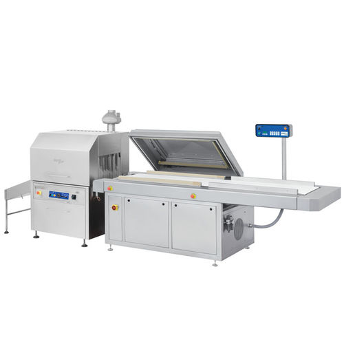 Automatic packing machine - S 910 B + ST 170 - KOMET Maschinenfabrik GmbH - vacuum / with shrink tunnel / bell type