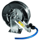 hose reel / self-retracting / fixed / stainless steel