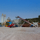 mobile concrete batching plant / twin-shaft / with belt conveyor