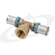 hydraulic fitting / threaded / T-shaped / brass