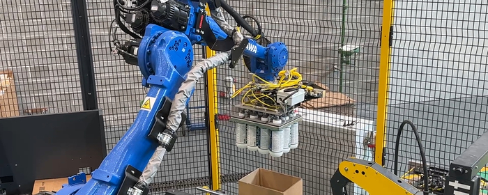 Automated robotic bottle case packing