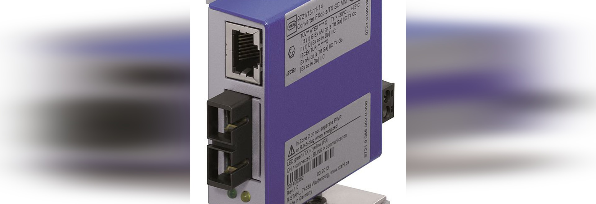 Hazardous area media converters for fibre optic Ethernet