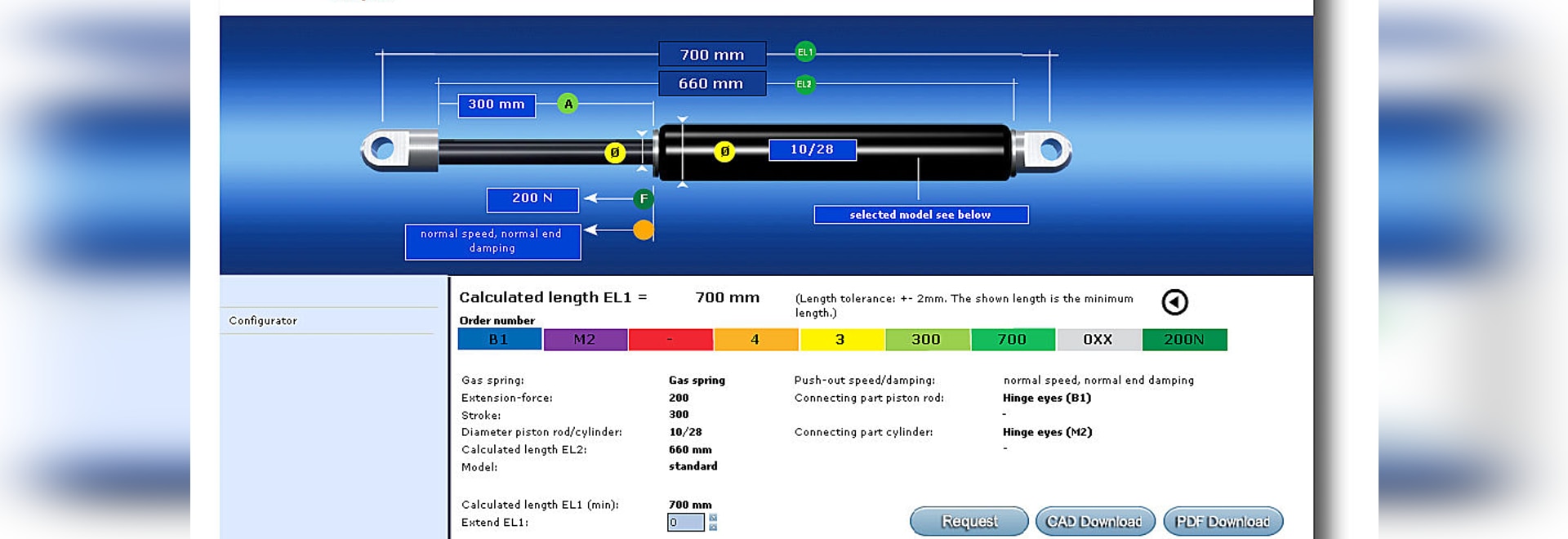 The new CAD configurator for your individual Bansbach gas spring