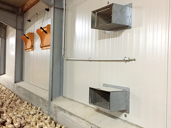 Internal detail of a G-Mac installed in a poultry warehouse