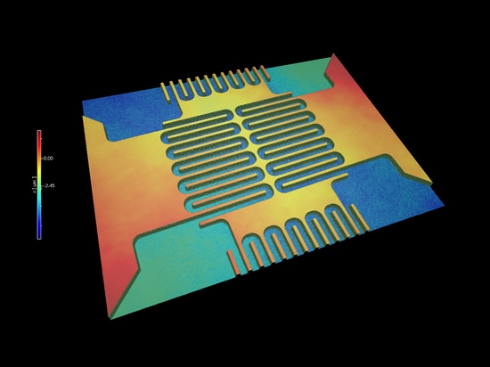 10x zoom in on MEMS pressure sensor topography