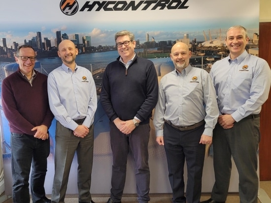 From left to right, Chris Shelley (Chief Revenue Officer, ENVEA), Nigel Allen (Managing Director, Hycontrol), Trevor Sands (CEO, ENVEA), Richard Allen (Finance Director, Hycontrol), David Wadsworth...