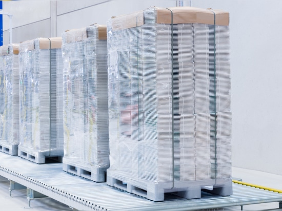 A combination of strapping and wrapping to protect against dust and moisture