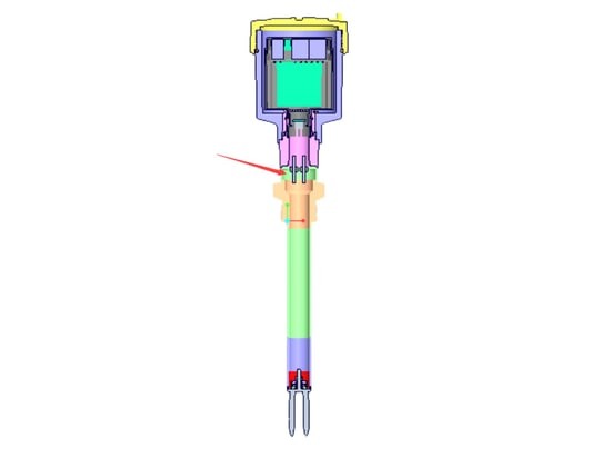 Cross-sectional of Fork Level Switch with gas-tight leadthrough