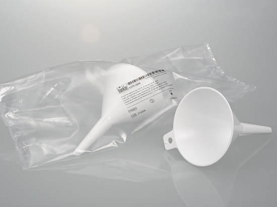 Disposable funnel for liquids made of PE bioplastic (Bürkle GmbH)