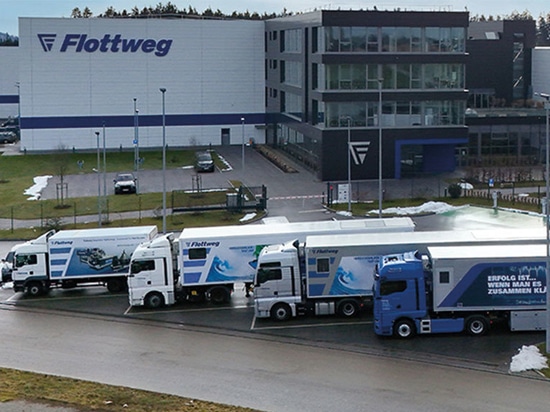 Flottwegs new mobile test unit together with Flottwegs other mobile test units.