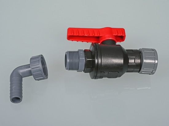 Ball valve made of polypropylene (PP) in robust industrial quality (Bürkle GmbH)