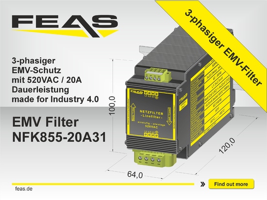 Three-phase interference immunity: NFK855-20A31 – your key to EMC-compliant production networks