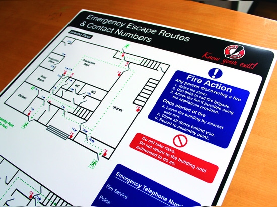 Emergency Escape Routes and Fire Action Notice - A4 Labels with the CPM-200 System