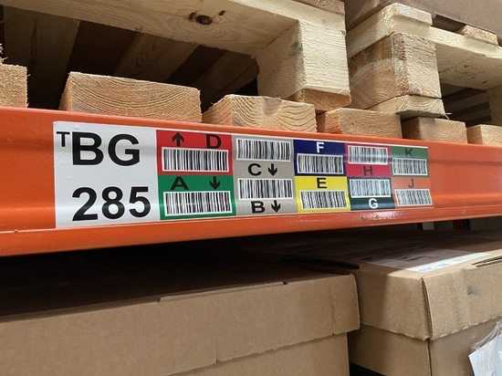 Example of mult-colour barcode racking label on white media (Vinyl/Ultrabond/Polyester)