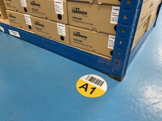 Circular Pallet Location - Aisle Marked and with Barcode