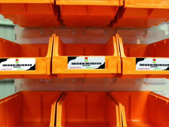 Multi-colour logo/barcode racking label (small compartment)