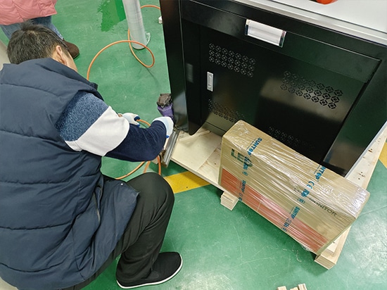 Custom UV Laser Marking Machine for Spanish Client Shipped: Featuring Dual Foot Pedals and Sliding Side Doors