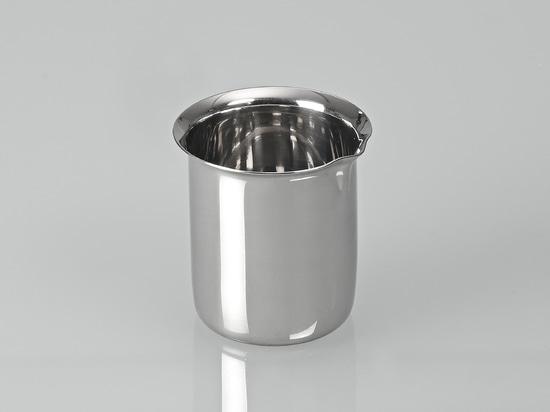 Stainless steel laboratory beaker in classic shape