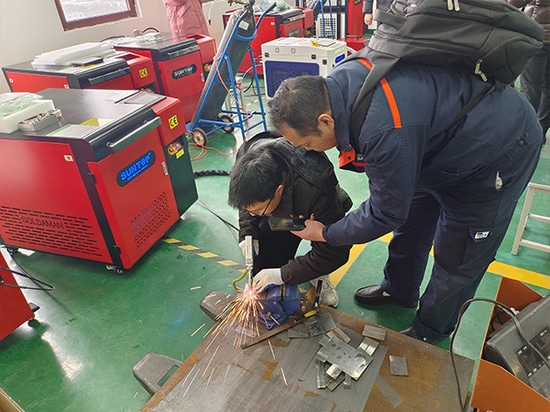Customer Visits SUNTOP Facility for Laser Welding Machine Demonstration and Hands-On Experience