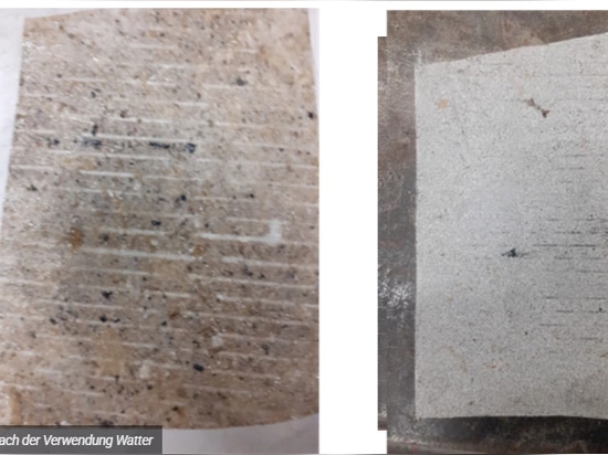 Filter cloth before and after Watter