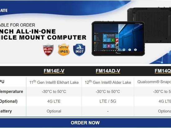 Available for order 14 inch all-in-one vehicle mount computer
