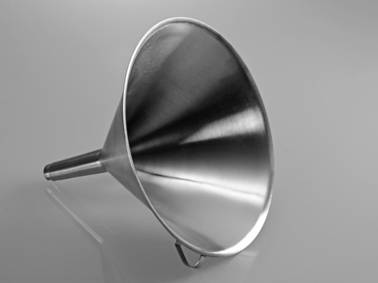 Sturdy stainless steel funnel for easy filling and pouring (Bürkle GmbH)