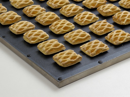 Puff pastry on industrial tray