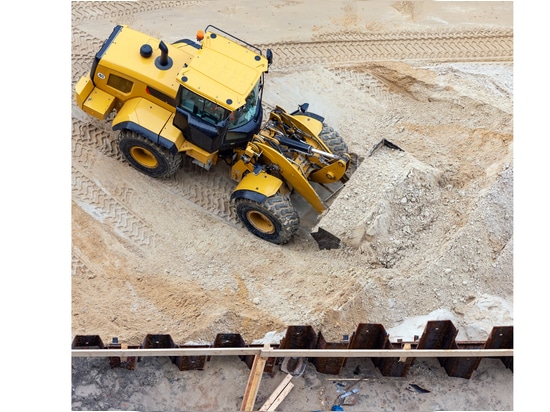 An excavator on a construction site