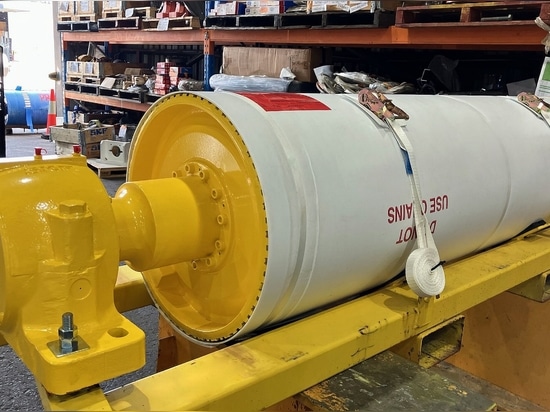 Belt drum with fully assembled RLK cone clamping set from RINGSPANN before delivery. (Image: RINGSPANN)