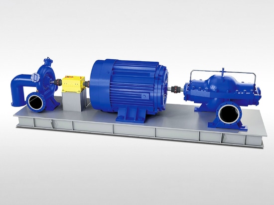 In the drive systems of pump systems, the FHHS casing freewheel from RINGSPANN enables starter motors to be engaged and disengaged as required. Also shown in the picture are RINGSPANN shaft connect...