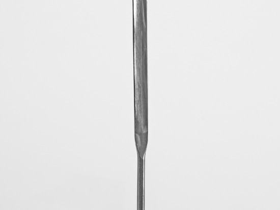 Fine dosing spatula for the smallest sample quantities: Micro powder spatula, angular/half-round shaped, made of stainless steel (Bürkle GmbH)