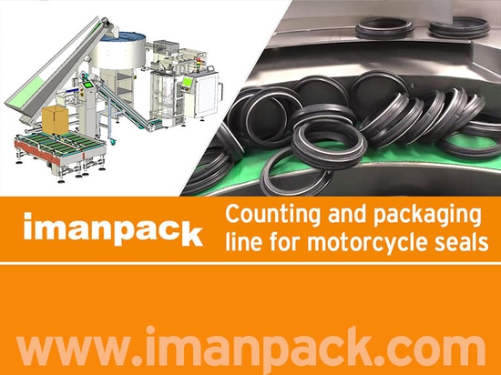 Counting and packaging line for motorcycle seals