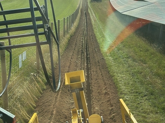 Trenching in narrow spaces between fence and solar panels