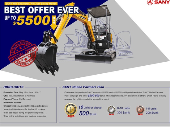 SANY MINI EXCAVATOR, TO ROCK AUSTRALIAN MARKET WITH BEST OFFER