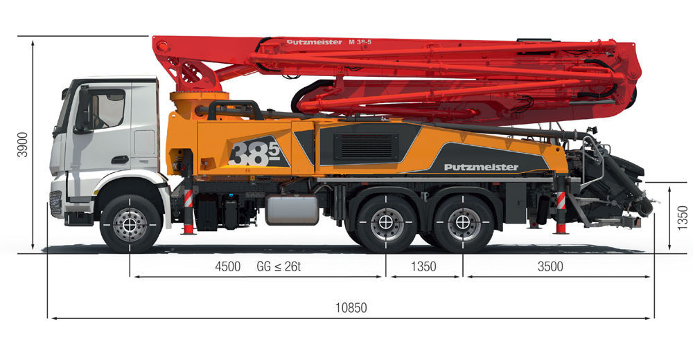 移動式トラック搭載コンクリート ポンプ - M38-5 - Putzmeister/プツマイスター - 工事現場用