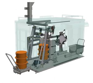 放射性廃棄物用ドラム解体作業機