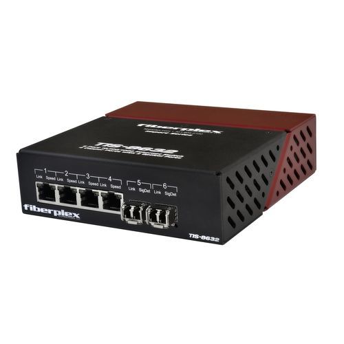6 ポートイーサネットスイッチ - TIS-8632 series - FiberPlex Technologies, LLC - DINレール / SFP+ / 産業用