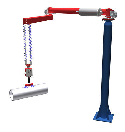 空気圧式マニピュレーターアーム - max. 150 kg, 1 600 mm - HUSCH GmbH - 吸盤付 / カラム / ケーブルリフト付き