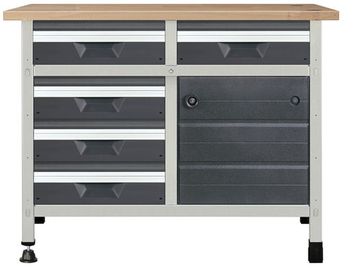 木製作業台 - 8071 - WOLCRAFT - 5段引き出し