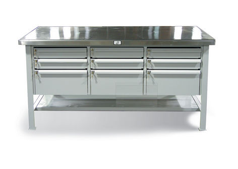 ステンレススチール製作業台 - T7236-9DB-CCSL-SSTOP - Stronghold - 引き出しタイプ
