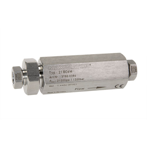 安全弁逆止弁 - 21BC series - Maximator GmbH - ボール式 / ガス用 / ステンレススチール製