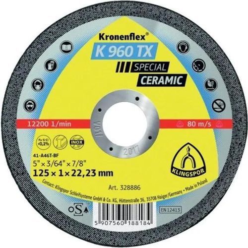 スチール用切断ディスク - K 960 TX - KLINGSPOR - ステンレススチール用 / アングルグラインダー用 / ポータブル機器用